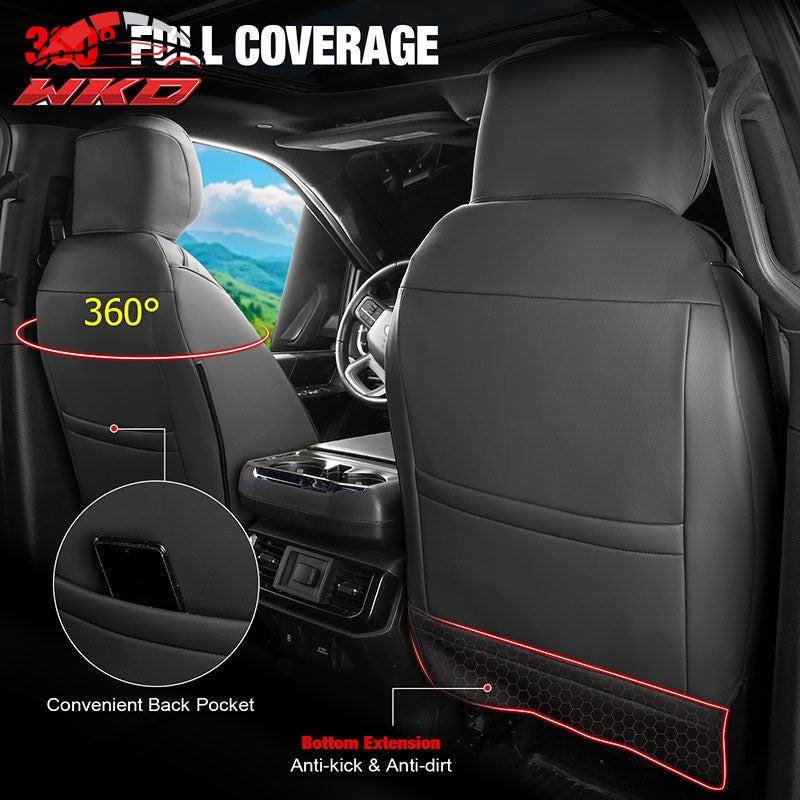 Fits 15-20 Ford F150 17-22 F250 F350 F450 Crew Cab Seat Covers Full Set Black