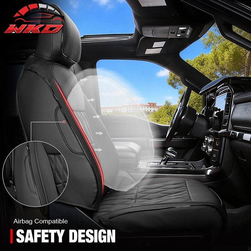 Fits 15-20 Ford F150 17-22 F250 F350 F450 Crew Cab Seat Covers Full Set Black