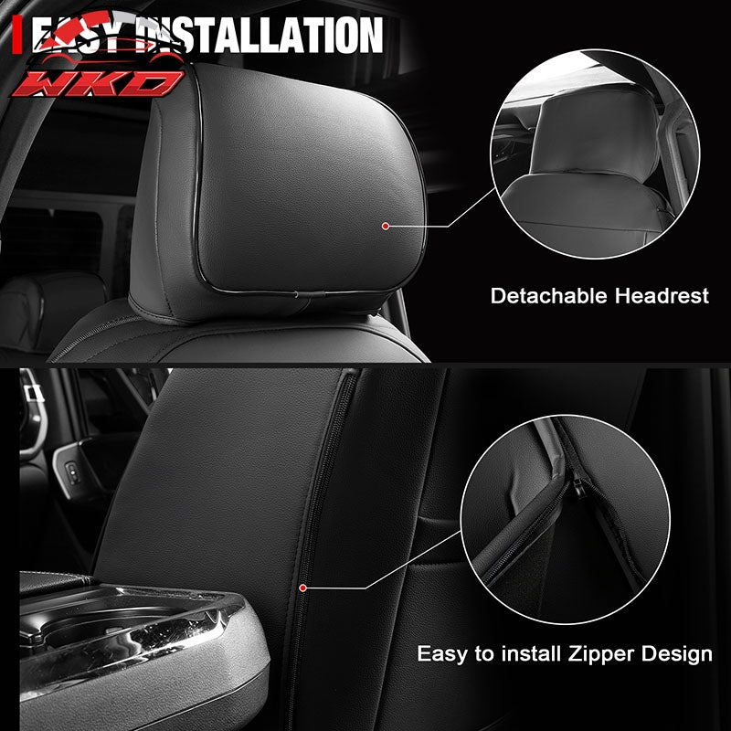Fits 15-20 Ford F150 17-22 F250 F350 F450 Crew Cab Seat Covers Full Set Black