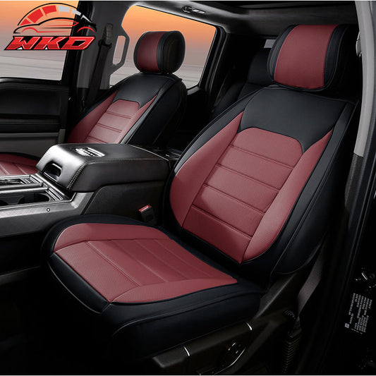 Wholesale 09-26 Ford F150 Crew Cab Pickup Seat Covers PU Leather 5 Seats - Black&Red