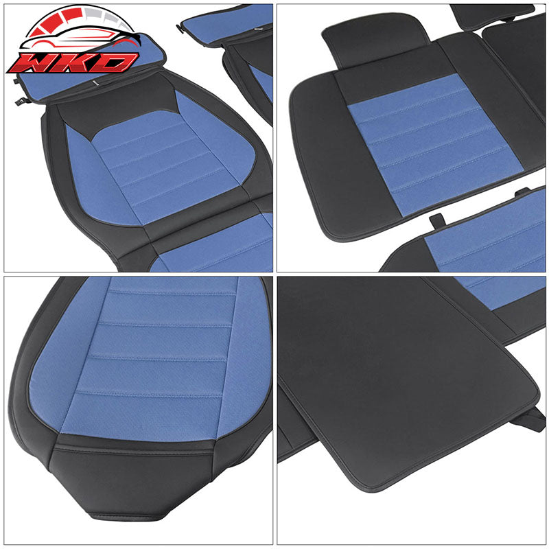 For 09-26 Ford F150 Crew Cab Pickup Seat Covers PU Leather 5 Seats - Black&Blue