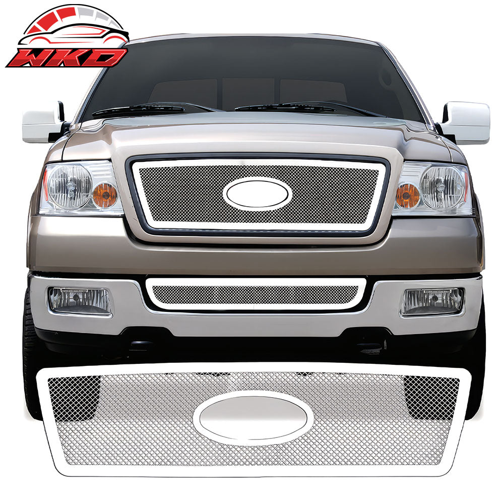 Fits 04-08 Ford F-150 XL XLT Lariat Mesh Chrome Insert Grille Stainless Steel