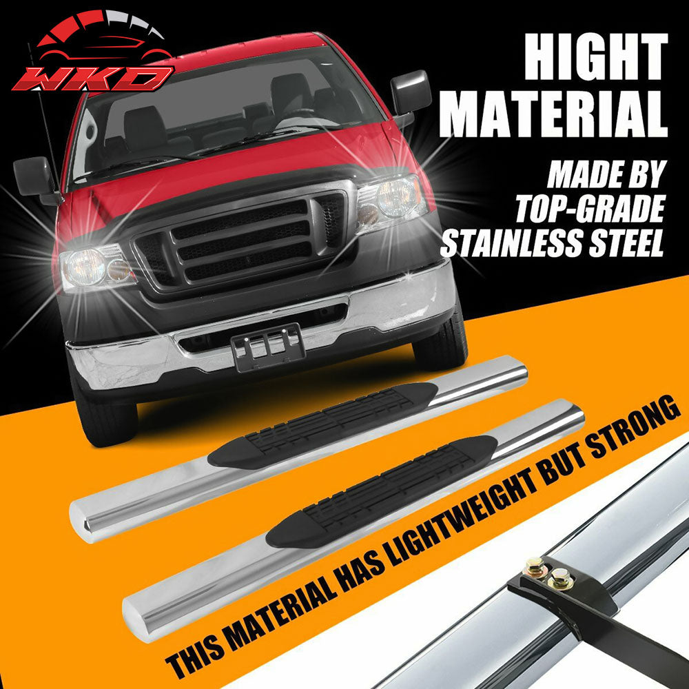 Fits 04-08 Ford F150 Regular Cab 4" Oval Chrome Side Step Nerf Bar Running Board