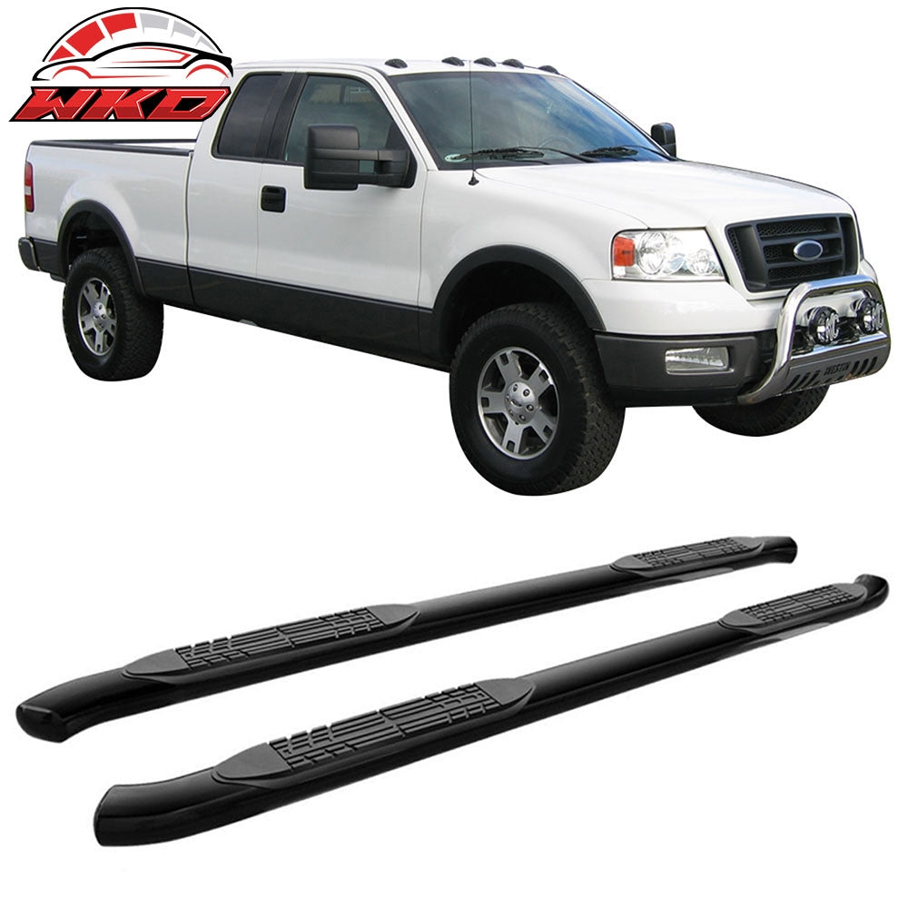 Wholesale 04-08 Ford F150 Super Cab 4 Inch Black Oval Curved Nerf Bars Running Boards