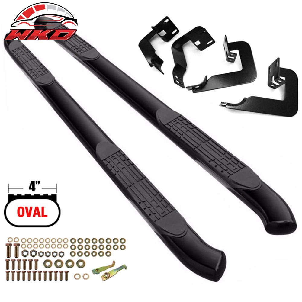 Fits 04-08 Ford F150 Super Cab 4 Inch Black Oval Curved Nerf Bars Running Boards