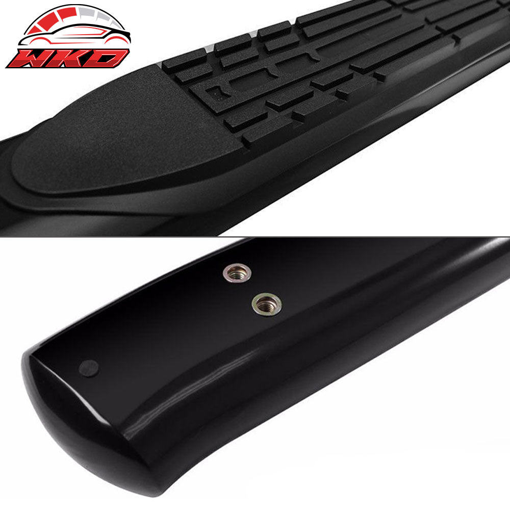 Fits 04-08 Ford F150 Super Cab 4 Inch Black Oval Curved Nerf Bars Running Boards