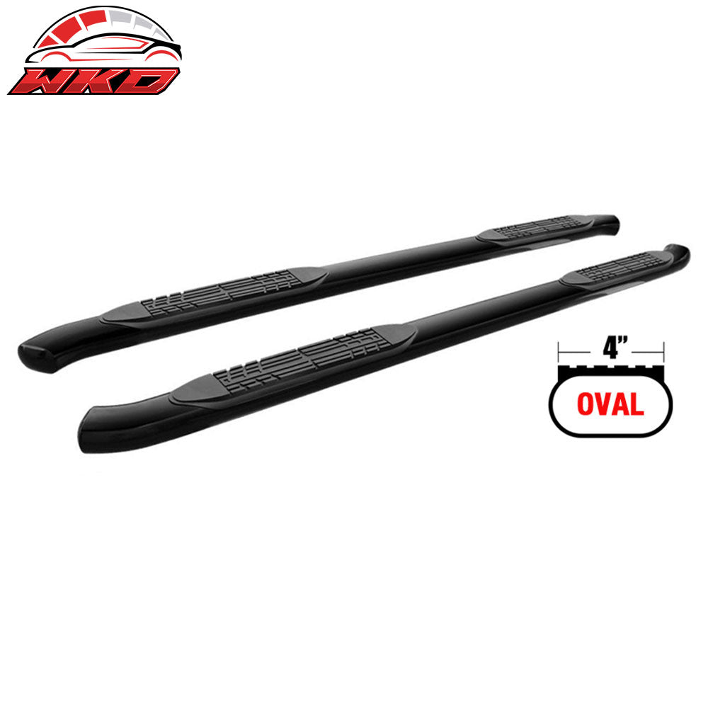 Fits 15-22 F150 Super Cab 4 Inch Oval Black Curved Side Step Bars Running Boards