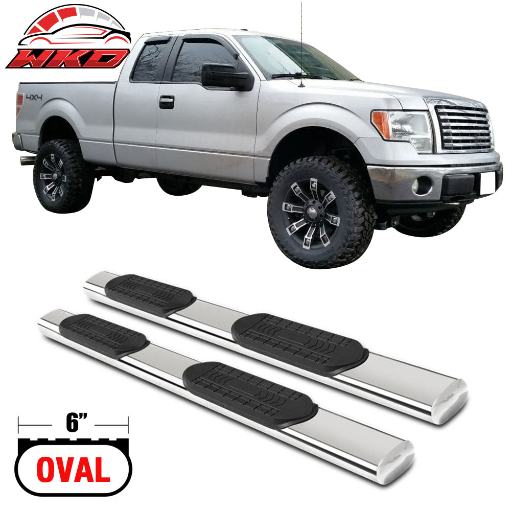 Fits 09-14 Ford F-150 Extended/Super Cab 6" Oval Side Step Bars Running Boards