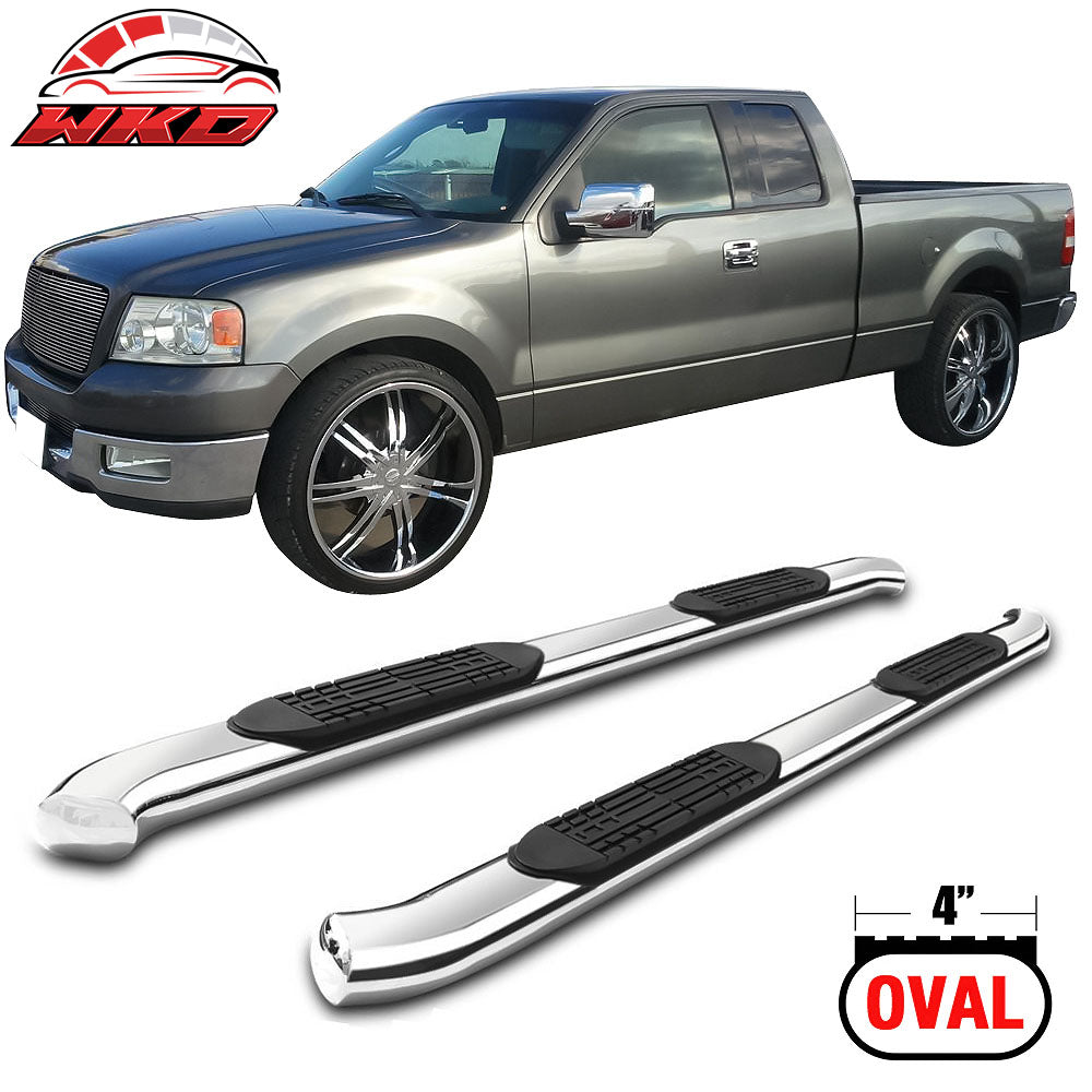 Fits 04-08 Ford F150 Super Cab 4" Stainless Steel Side Step Bars Running Boards