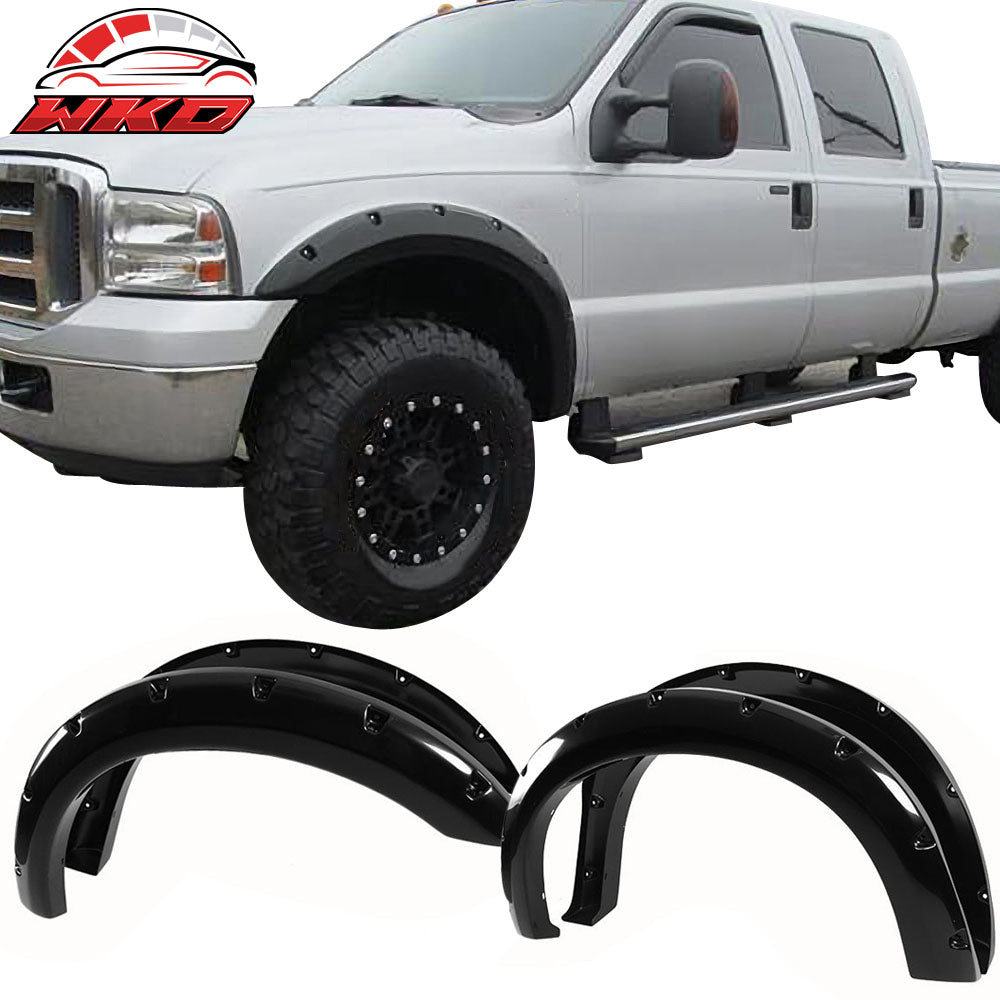 Fits 99-07 F250 F350 Super Duty Pocket Rivet Black Fender Flares