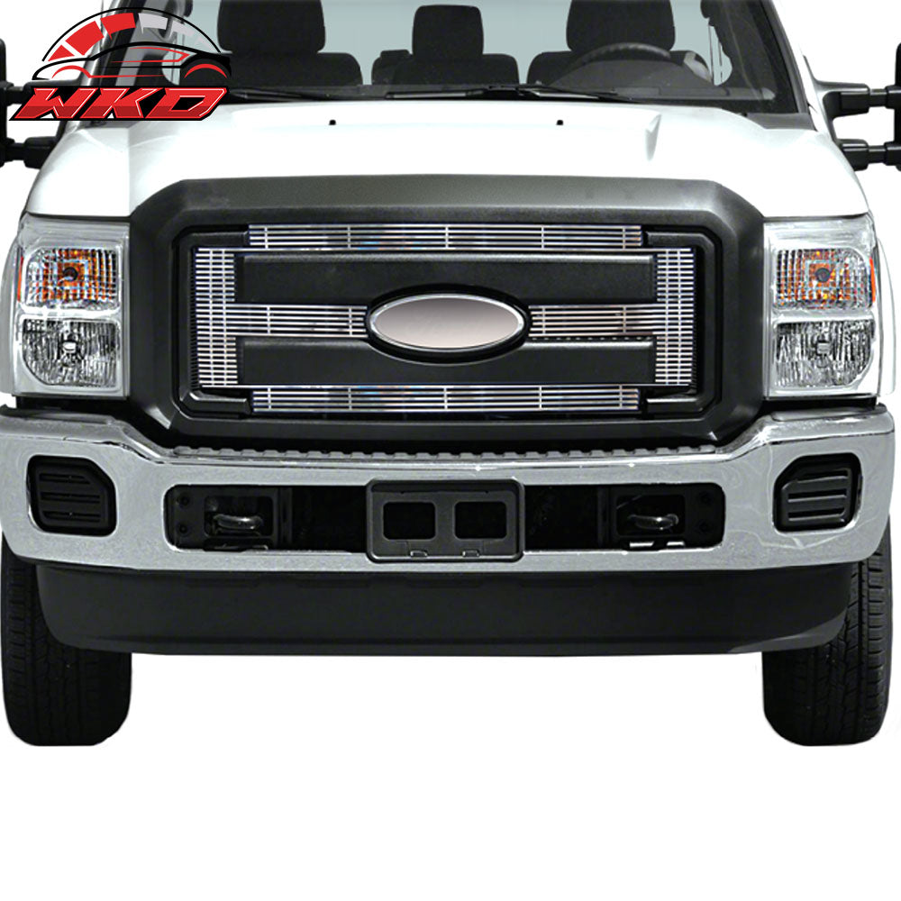 For 11-13 Ford F250 Super Duty Billet Chrome Front Insert Grille Stainless Steel