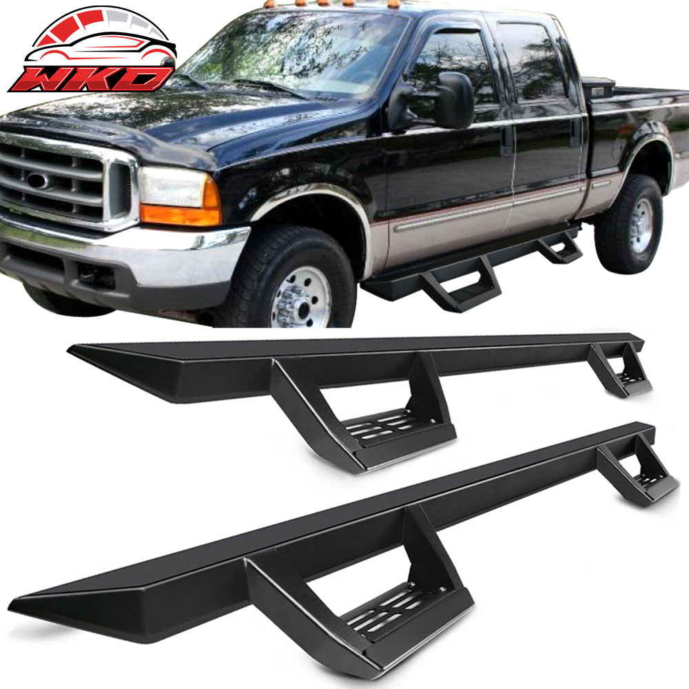 Fits 99-16 Ford F250 F350 Superduty Crew Cab IKON V2 Style Running Boards Black