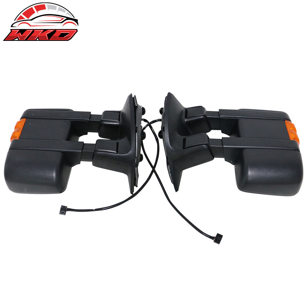 Fits 08-15 F250 Super Duty Towing Tow Mirrors Power Heated Signal Arrow Light