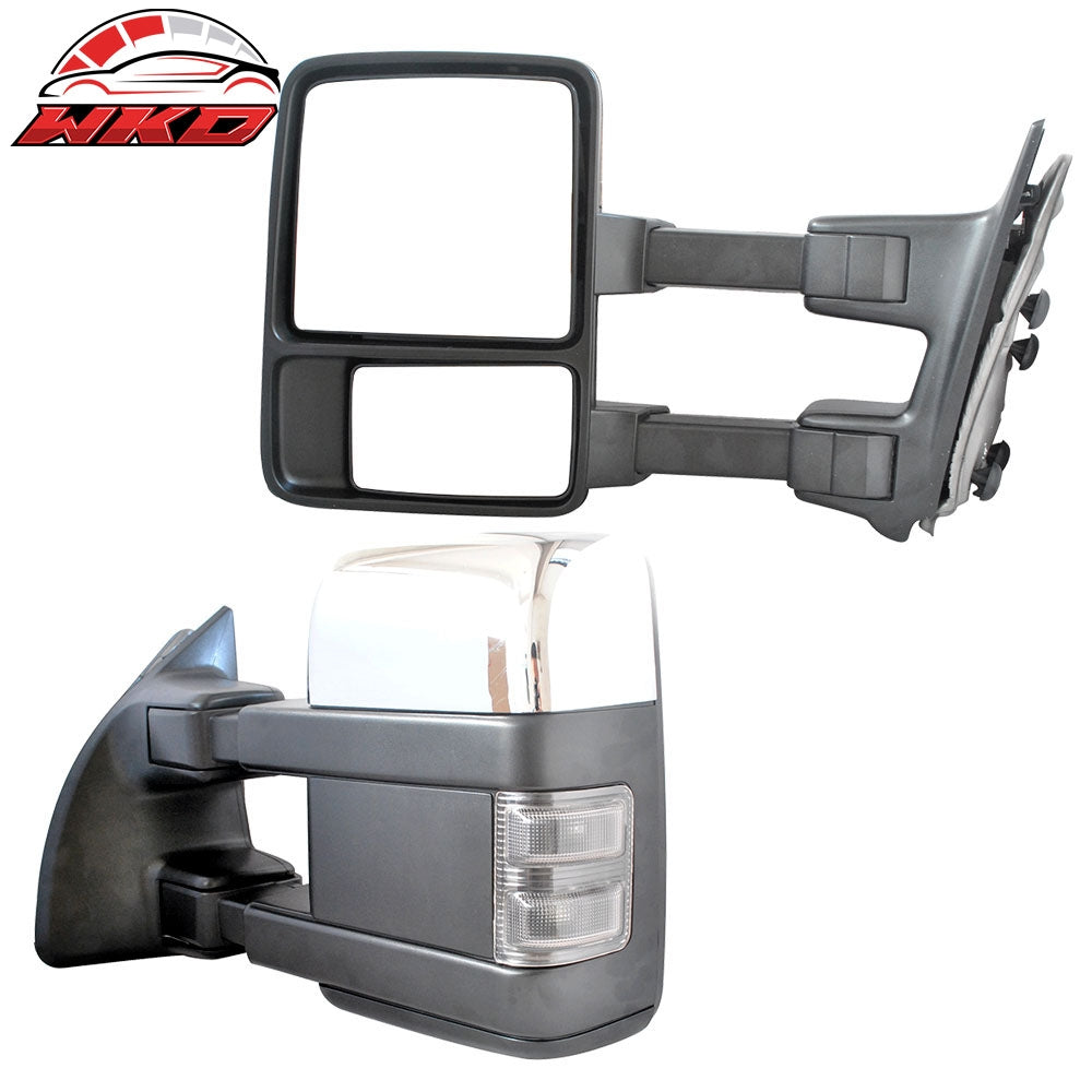 Wholesale 99-15 F250-F550 Superduty Side Towing Mirror Manual Signal Light Chrome 2PC