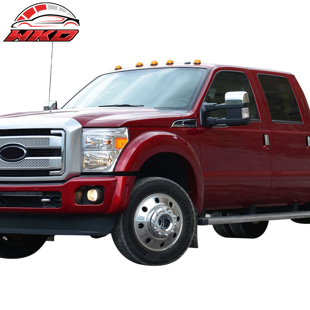 Fits 99-15 F250-F550 Superduty Side Towing Mirror Manual Signal Light Chrome 2PC