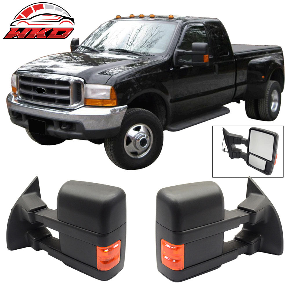 Fits 99-07 F250 Side View Towing Mirror Power Dual Arm Pair Non Heated