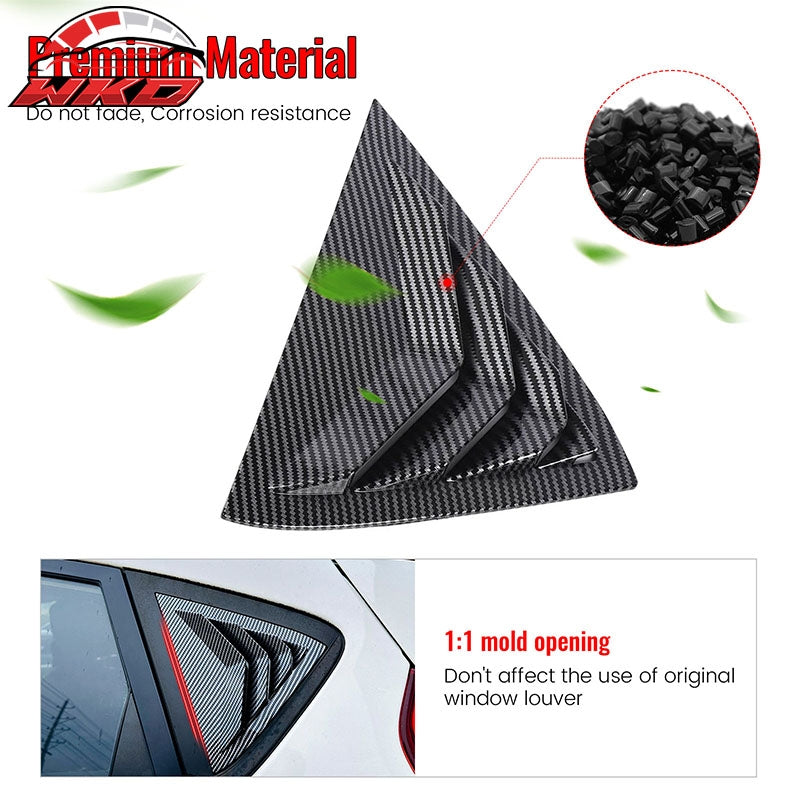 Fits 11-19 Ford Fiesta Hatchback Side Window Louvers Scoop Carbon Fiber Print