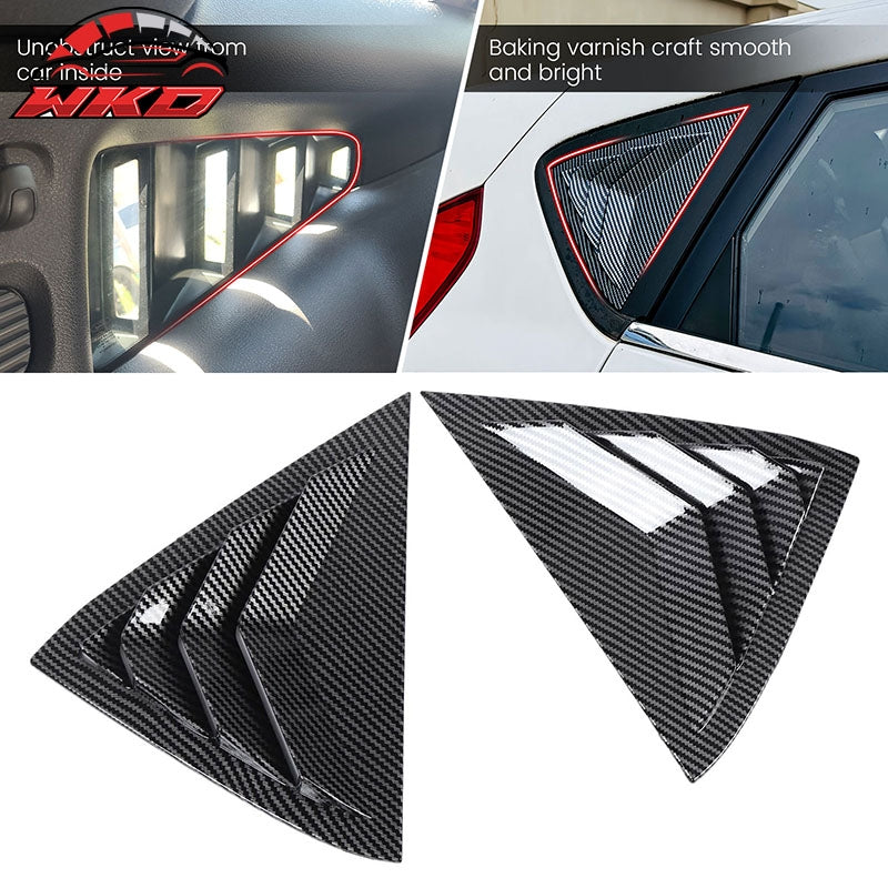 Fits 11-19 Ford Fiesta Hatchback Side Window Louvers Scoop Carbon Fiber Print