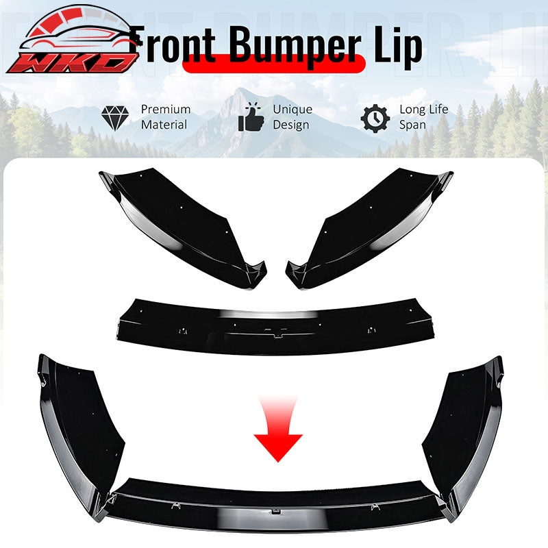 Fits 14-19 Ford Fiesta ST & ST Line IKON Style Front Bumper Lip Gloss Black 3PCS