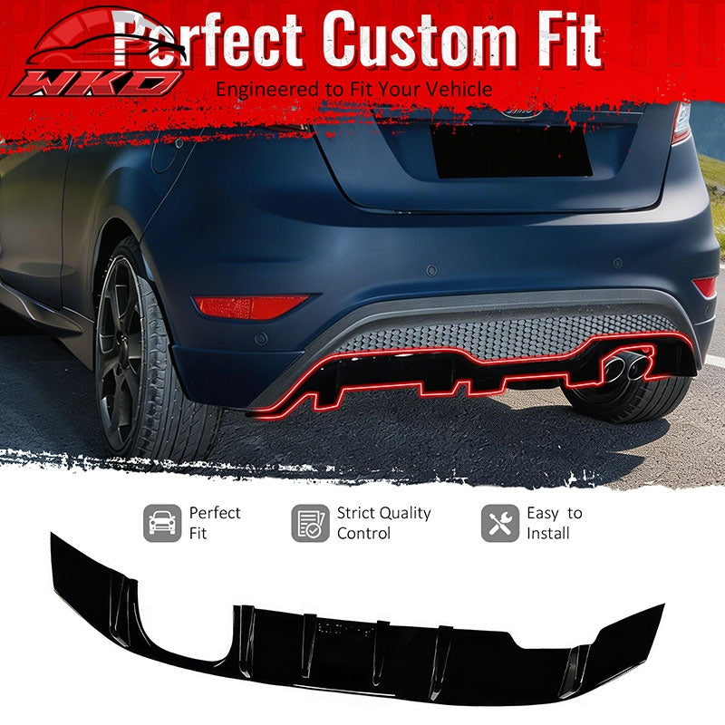 Wholesale 14-19 Ford Fiesta ST & ST Line IKON Style Rear Bumper Diffuser Gloss Black - Wikond Auto