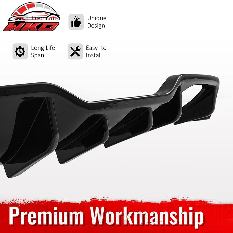 Wholesale 14-19 Ford Fiesta ST & ST Line IKON Style Rear Bumper Diffuser Gloss Black - Wikond Auto