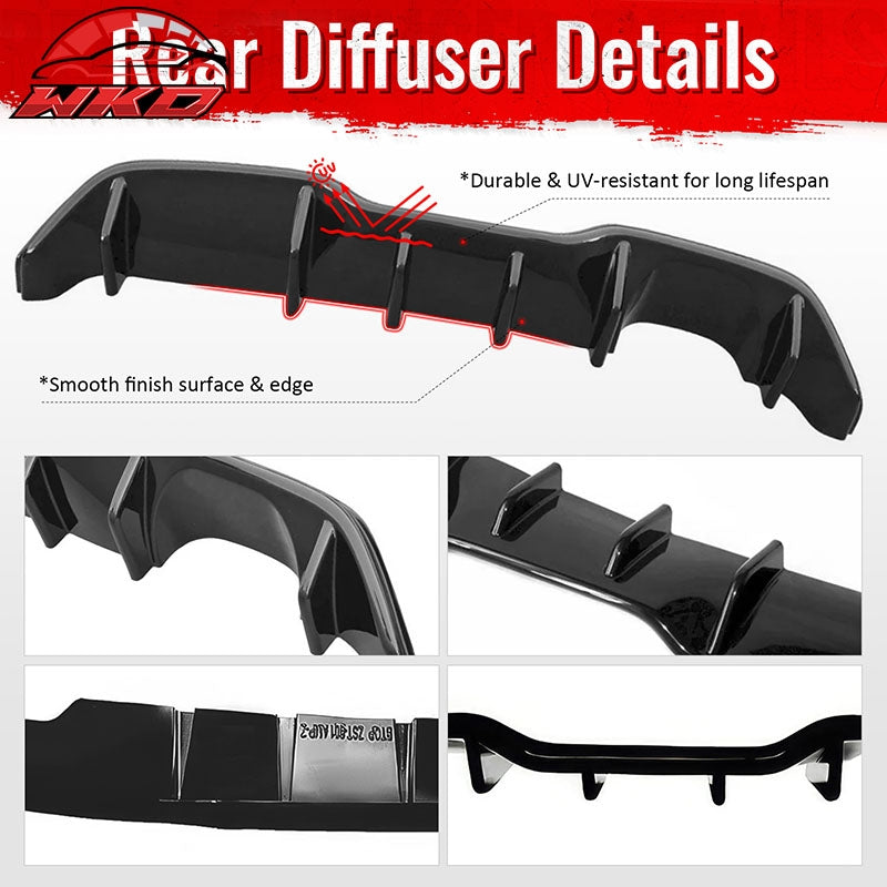 Wholesale 14-19 Ford Fiesta ST & ST Line IKON Style Rear Bumper Diffuser Gloss Black - Wikond Auto