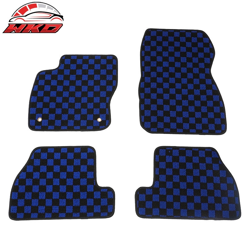Wholesale 12-18 Ford Focus Anti-slip Floor Mats Checkered Carpets Black Blue Plaid