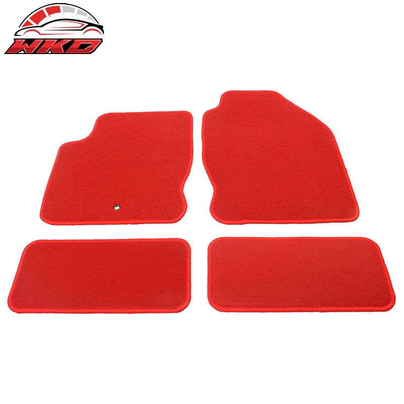 Fits 00-07 Ford Focus 4PCS Auto Car Floor Mats Liner Front Rear Nylon Red Carpet