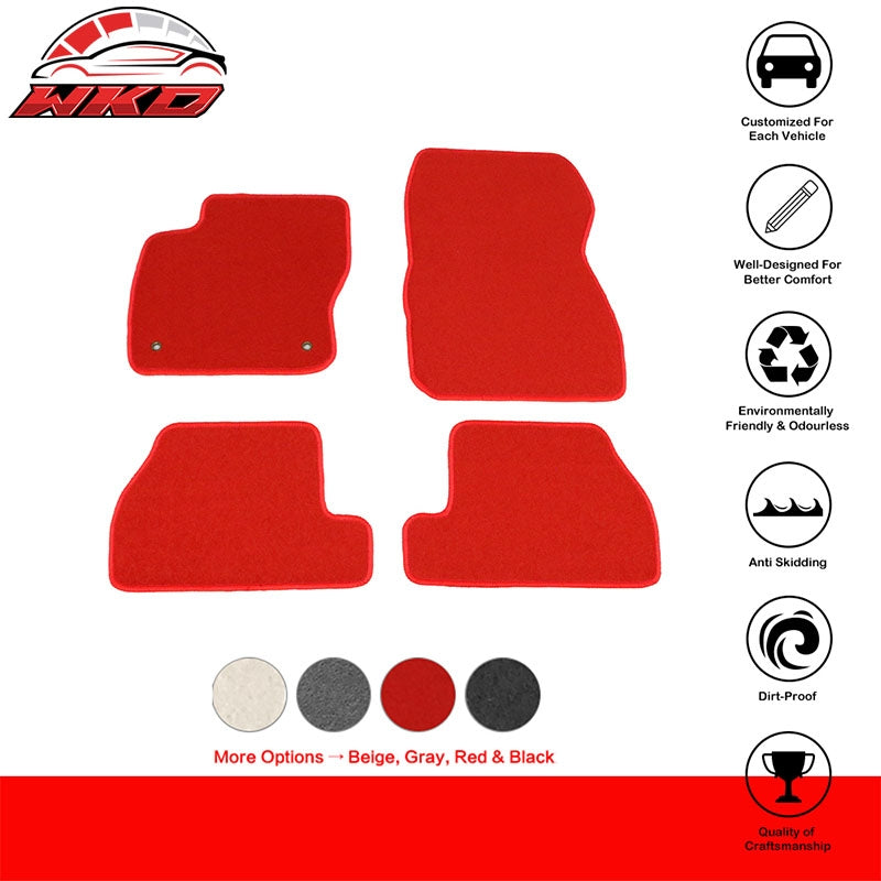 Fits 12-18 Ford Focus Car Auto Floor Mats Liner Front Rear Nylon Red Carpets 4PC