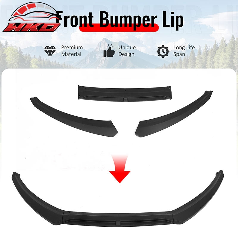 Fits 15-18 Ford Focus IKON Style Front Bumper Lip Spoiler Matte Black PP 3PCS