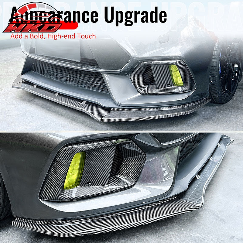 Fits 16-18 Ford Focus RS IKON Style Front Bumper Lip ABS Carbon Fiber Print 3PCS
