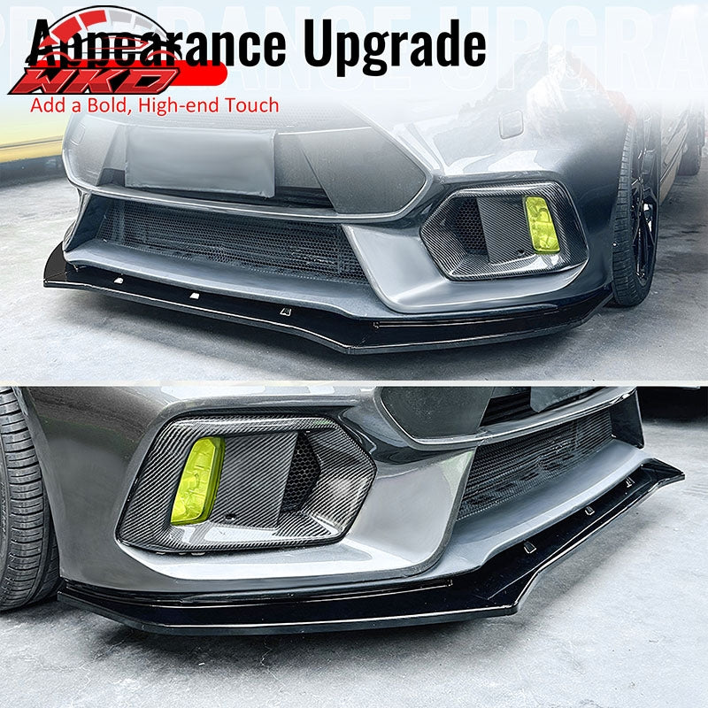 Fits 16-18 Ford Focus RS IKON Style Front Bumper Lip Spoiler Gloss Black 3PCS