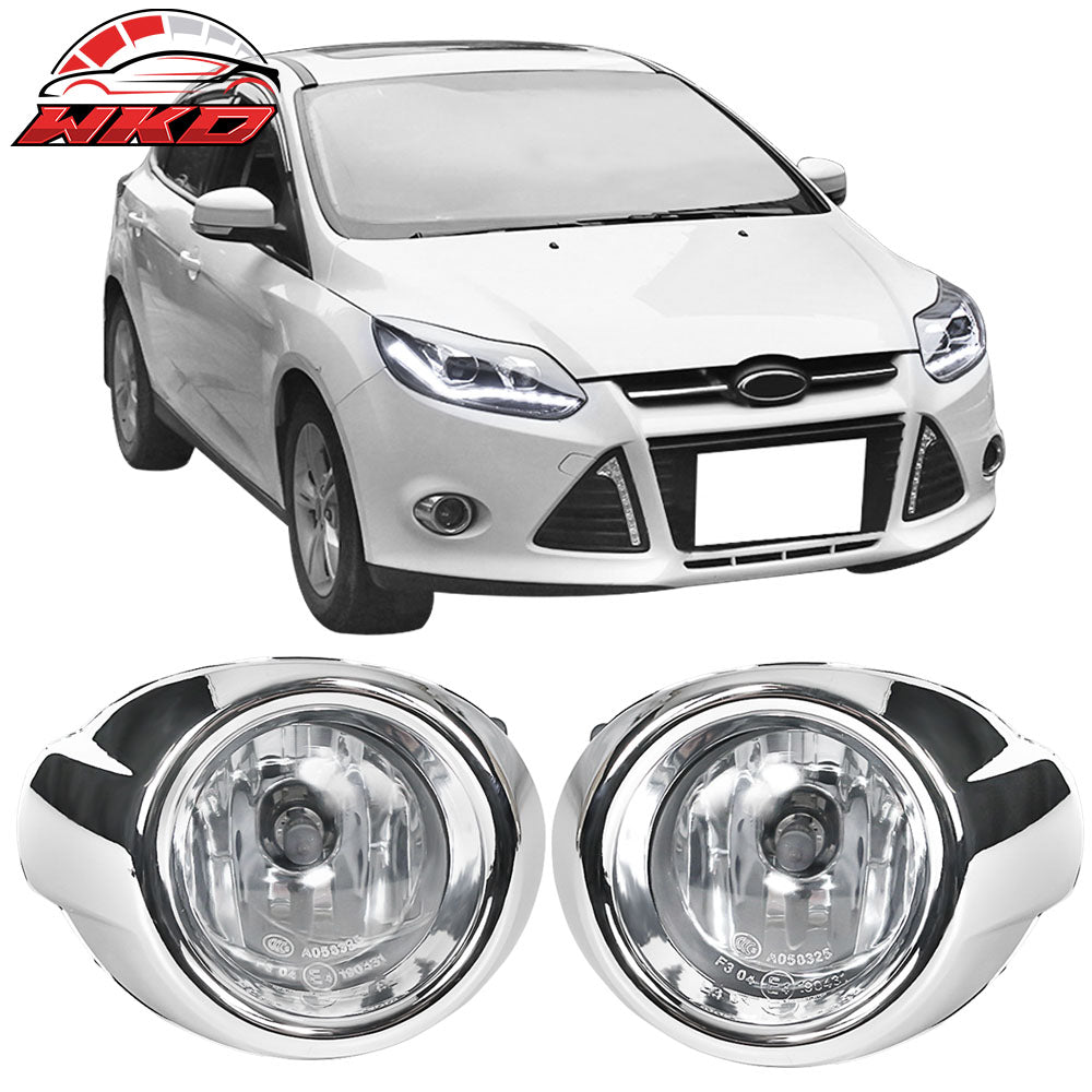 Fits 12-14 Ford Focus Factory Front Bumper Fog Lights Lamps Clear Lens