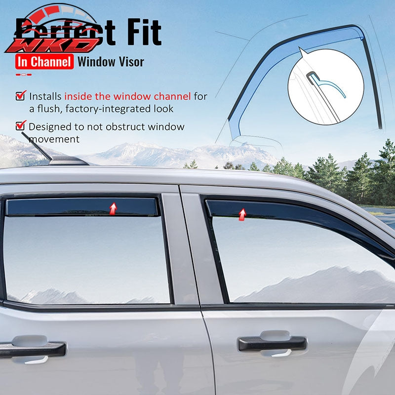 Fits 22-26 Ford Maverick In-Channel Window Visors Vent Rain Guards Deflectors