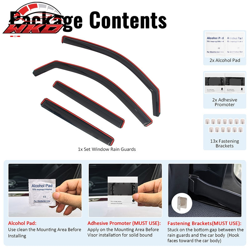 Fits 22-26 Ford Maverick In-Channel Window Visors Vent Rain Guards Deflectors