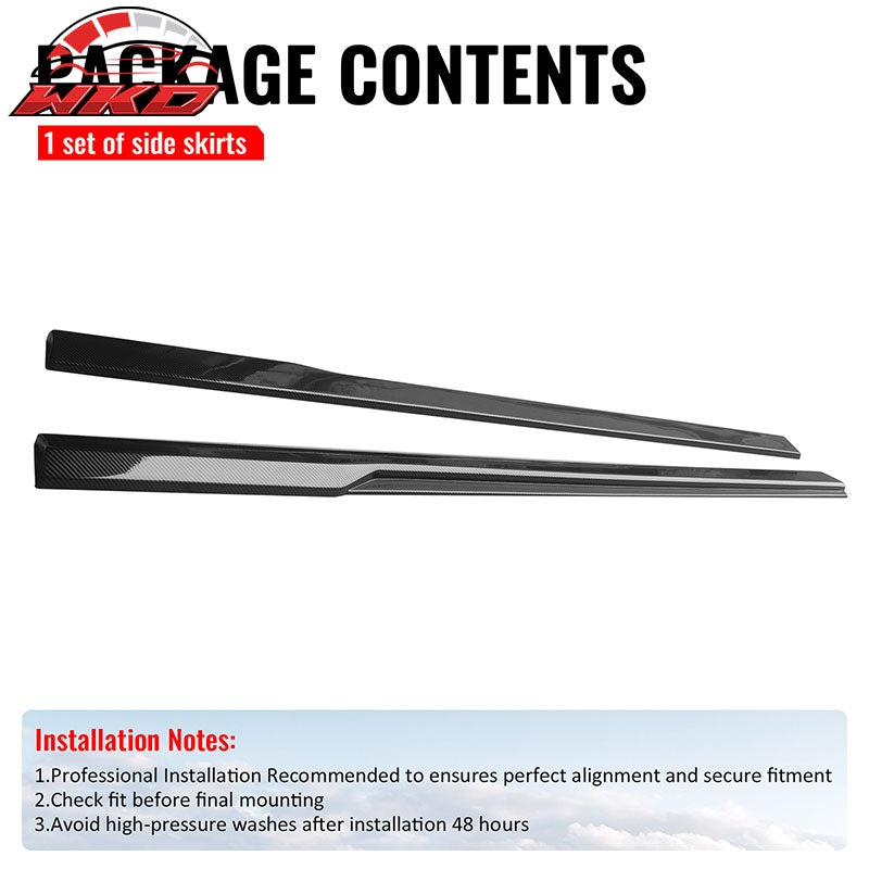 Fits 24-26 Ford Mustang 7th Gen IKON Style Carbon Fiber Print Side Skirts Add on