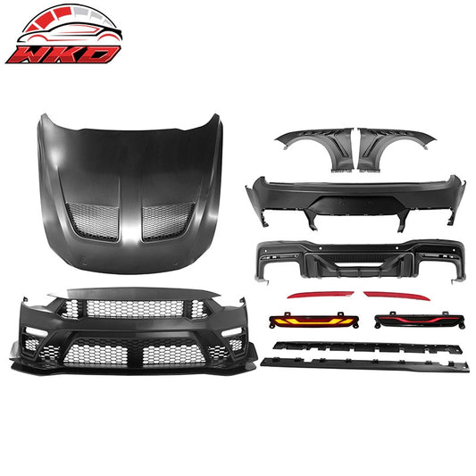Wholesale For 18-23 Ford Mustang Bumper Conversion + Fender + Hood + Diffuser +Side Skirts - Wikond Auto