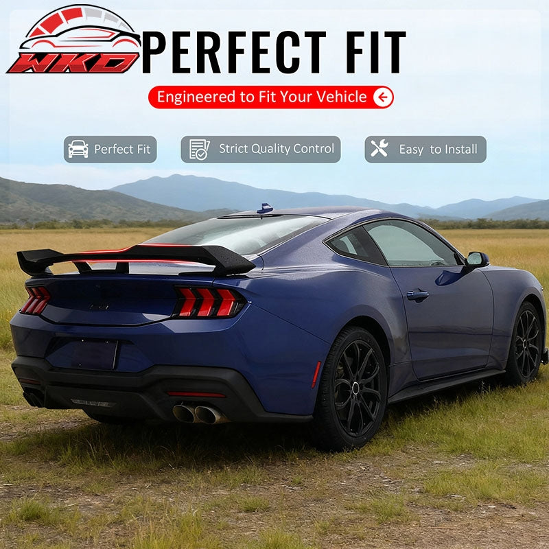 Fits 24-26 Ford Mustang Dark Horse HP Style Trunk Spoiler Wing Matte Black ABS