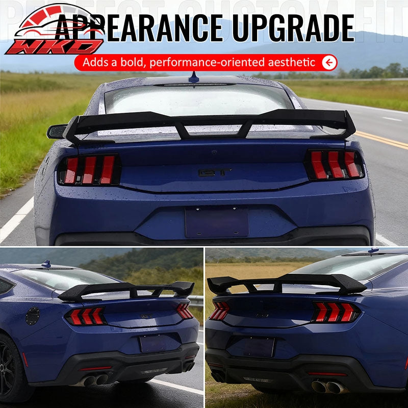 Fits 24-26 Ford Mustang Dark Horse HP Style Trunk Spoiler Wing Matte Black ABS