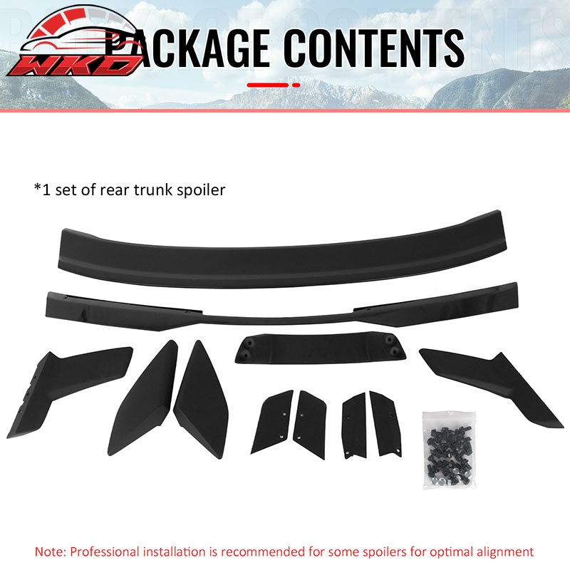 Fits 24-26 Ford Mustang Dark Horse HP Style Trunk Spoiler Wing Matte Black ABS