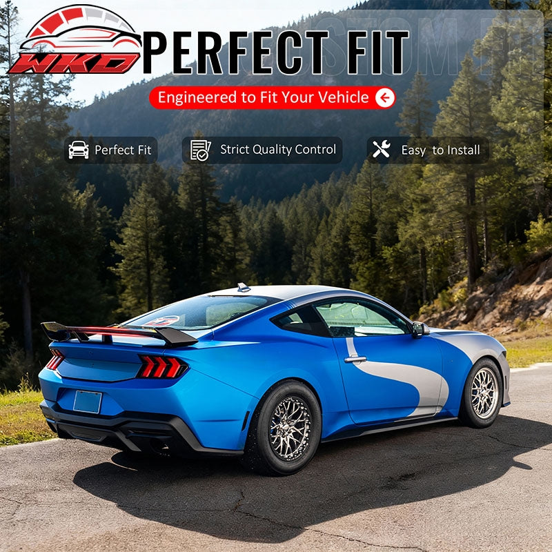 Fits 24-26 Ford Mustang Dark Horse HP Style Trunk Spoiler Carbon Fiber Print ABS