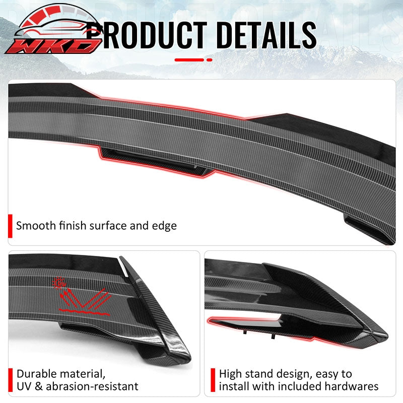 Fits 24-26 Ford Mustang Dark Horse HP Style Trunk Spoiler Carbon Fiber Print ABS