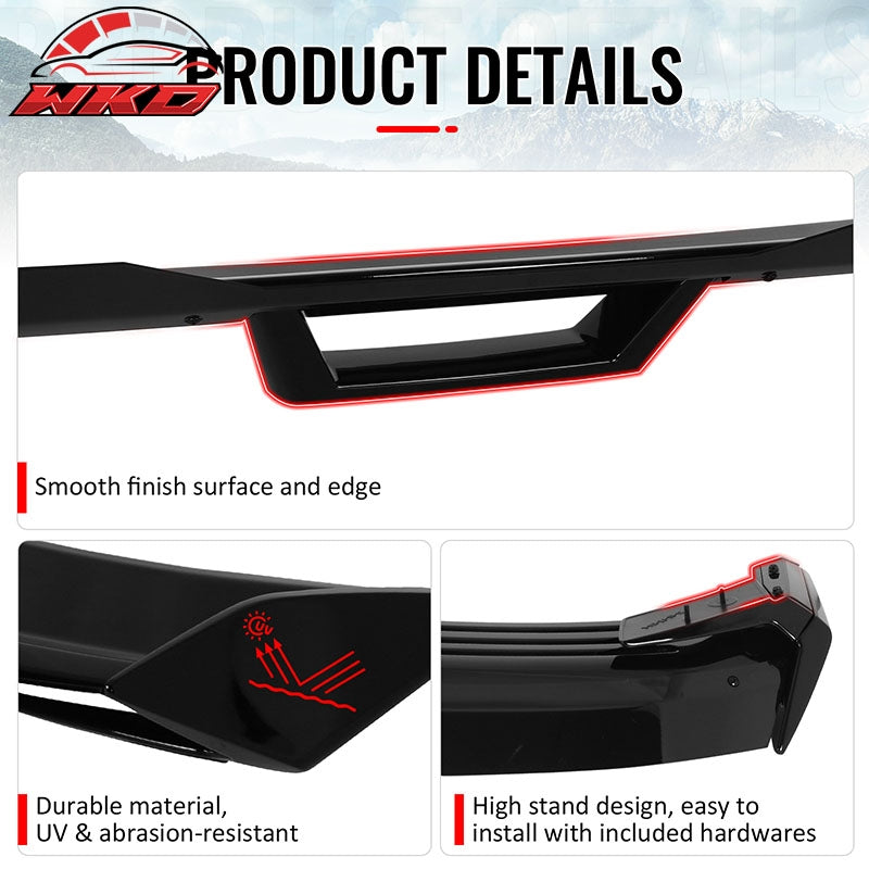 Fits 24-26 Ford Mustang Dark Horse HP Style Trunk Spoiler Wing Gloss Black ABS