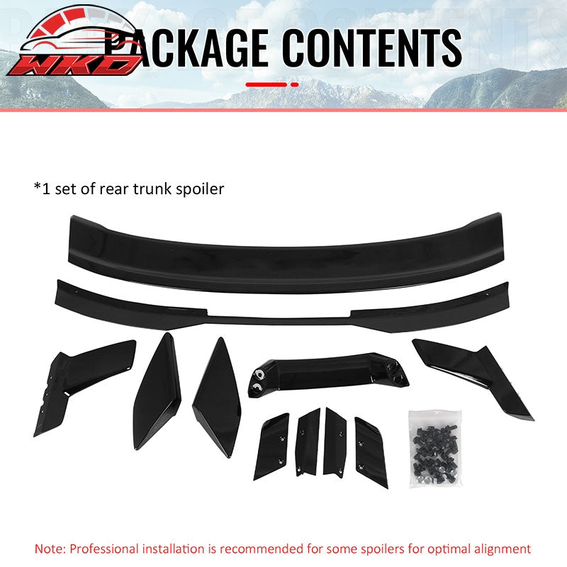 Fits 24-26 Ford Mustang Dark Horse HP Style Trunk Spoiler Wing Gloss Black ABS