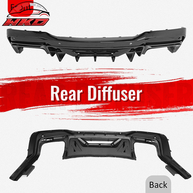 Fits 24-26 Ford Mustang Dark Horse Rear Bumper Diffuser Speed Style Gloss Black