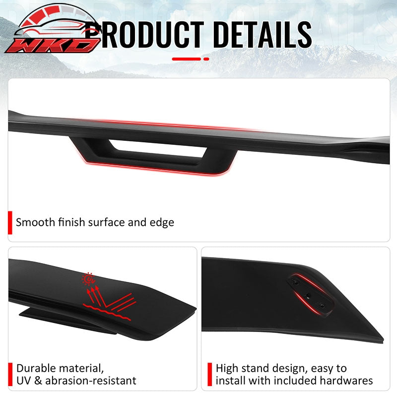 Fits 24-26 Ford Mustang Dark Horse Style Rear Trunk Spoiler Wing Matte Black ABS