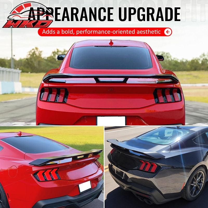 Fits 24-26 Ford Mustang Dark Horse Style Trunk Spoiler Carbon Fiber Print ABS