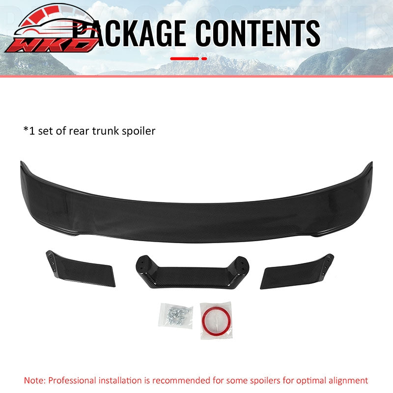 Fits 24-26 Ford Mustang Dark Horse Style Trunk Spoiler Carbon Fiber Print ABS