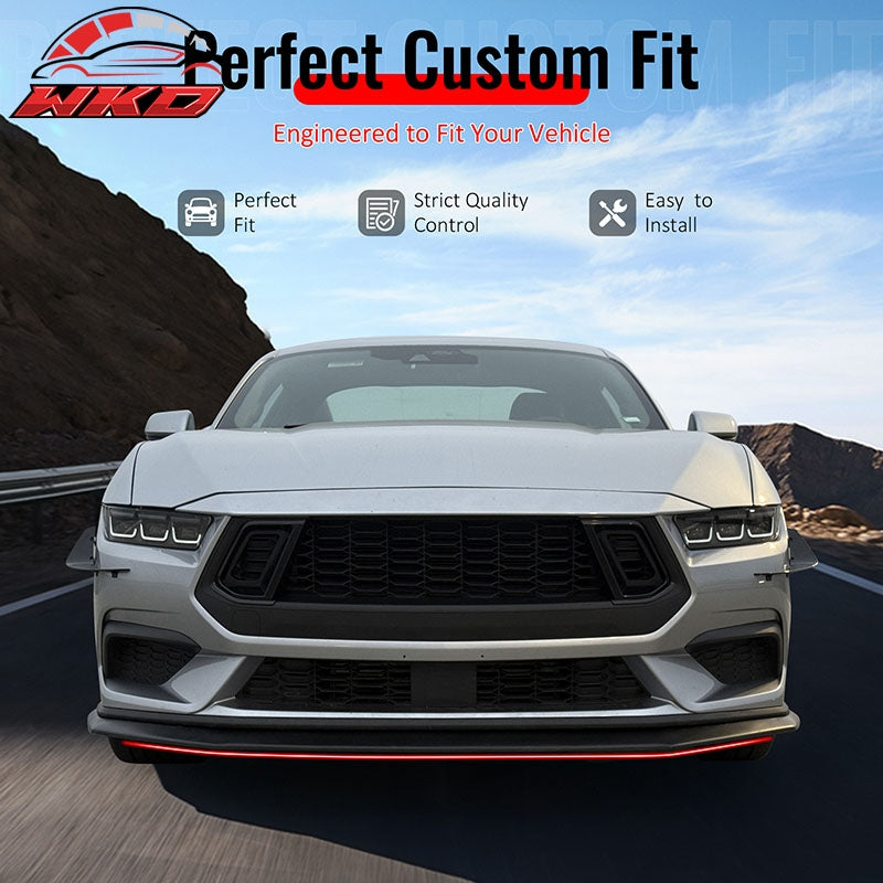 Fits 24-26 Ford Mustang Ecoboost & GT Gloss Black Front Lip Dark Horse Style ABS