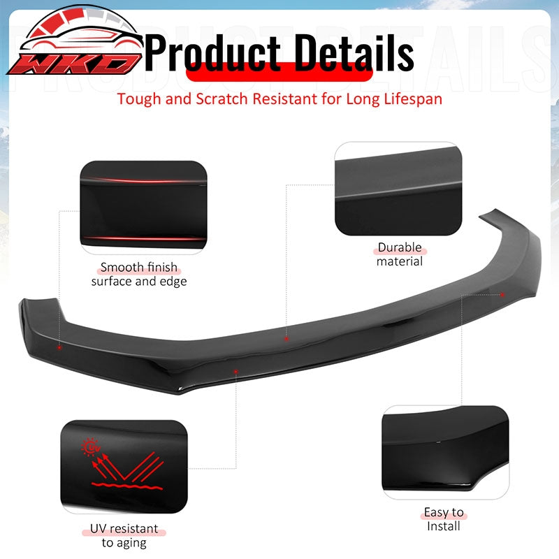 Fits 24-26 Ford Mustang Ecoboost & GT Gloss Black Front Lip Dark Horse Style ABS